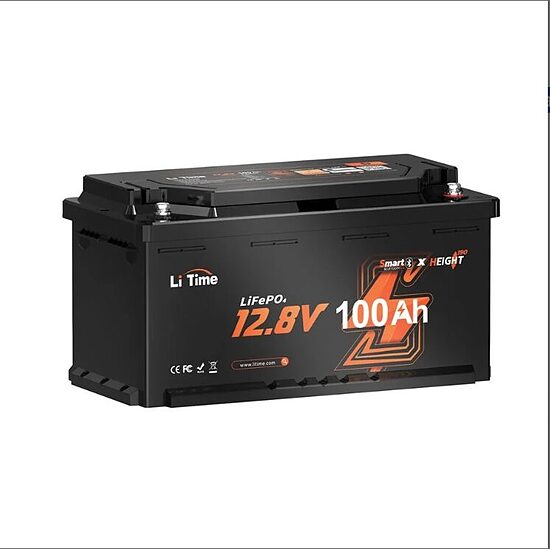 LiTime 12 V 100 Ah H190 LiFePO₄ battery with Bluetooth